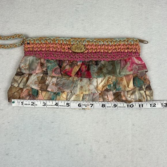 Cappelli Straw World Women’s Ruffled Clutch Purse | Floral | Straw Multicolor - Picture 6 of 7